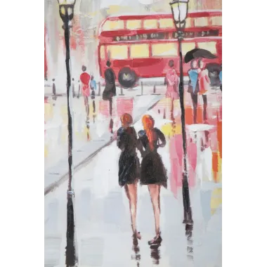 MALOWANY OBRAZ NA PŁÓTNIE Rain London -A- 100X3X100 cm